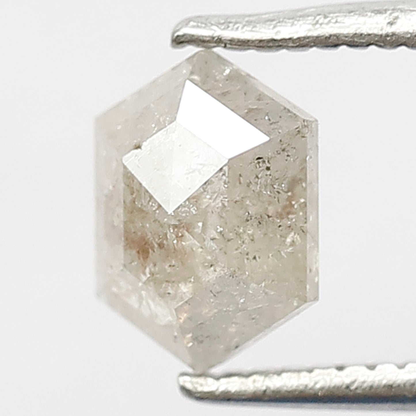 0.91 CT Hexagon Shape Natural Loose Salt and Pepper Diamond,6 mm hexagon Cut Diamond, Misty White Color unique Diamond for Making fancy ring
