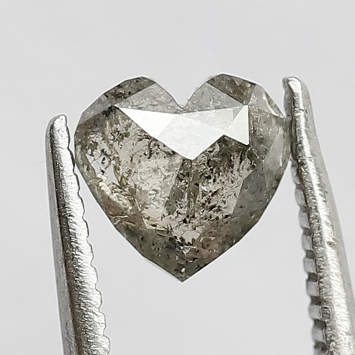 0.80 CT 5 mm Multi Faceted Heart Shape Salt and Pepper Loose Natural polished Back Diamond Charming Grey Color made for Handmade Jewelry
