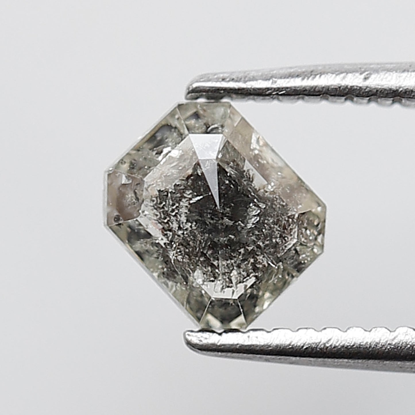 0.59 Ct Emerald Shape Salt and pepper Diamond 5 mm Grey Black Color Natural Loose Diamond