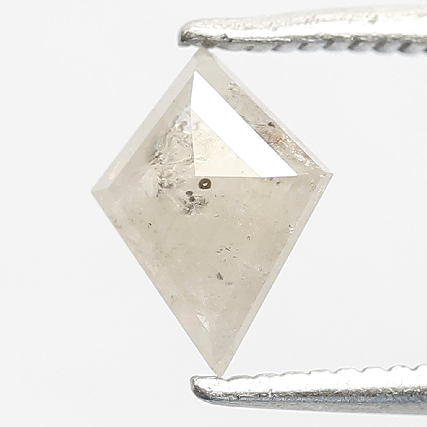 0.62 CT Earth Mined Fancy Misty White Color Diamond 7.9 MM Kite Shape Loose Natural Salt and Pepper Diamond Proposal Ring