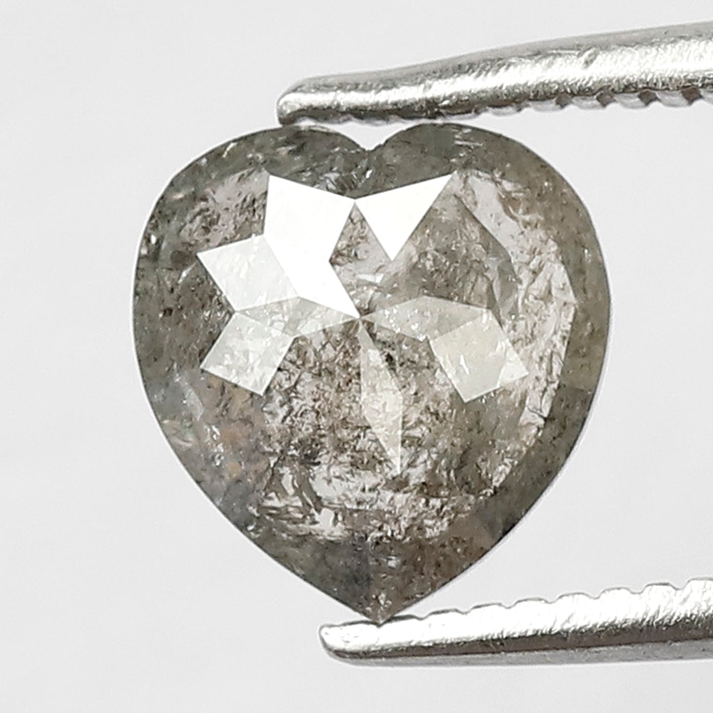 1.22 CT Heart Shape Natural Salt and Pepper Diamond Gray Black Color
