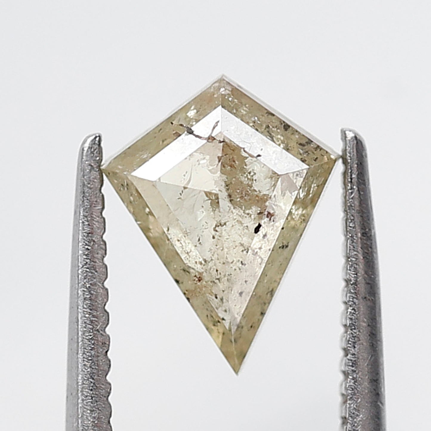 0.88 Ct Kite Shape Salt and Pepper Diamond 8 MM Translucent Yellow Color Natural Loose Diamond