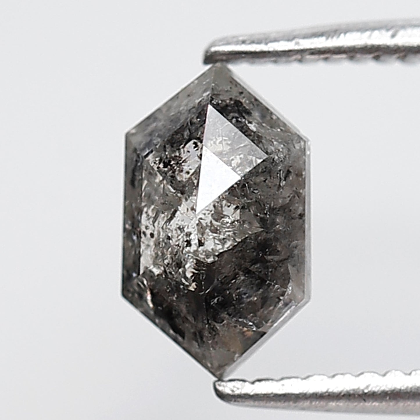 0.97 Ct Elongated Hexagon Shape Natural Loose Diamond 7 MM Salt and Pepper Diamond Grey Black Color Diamond