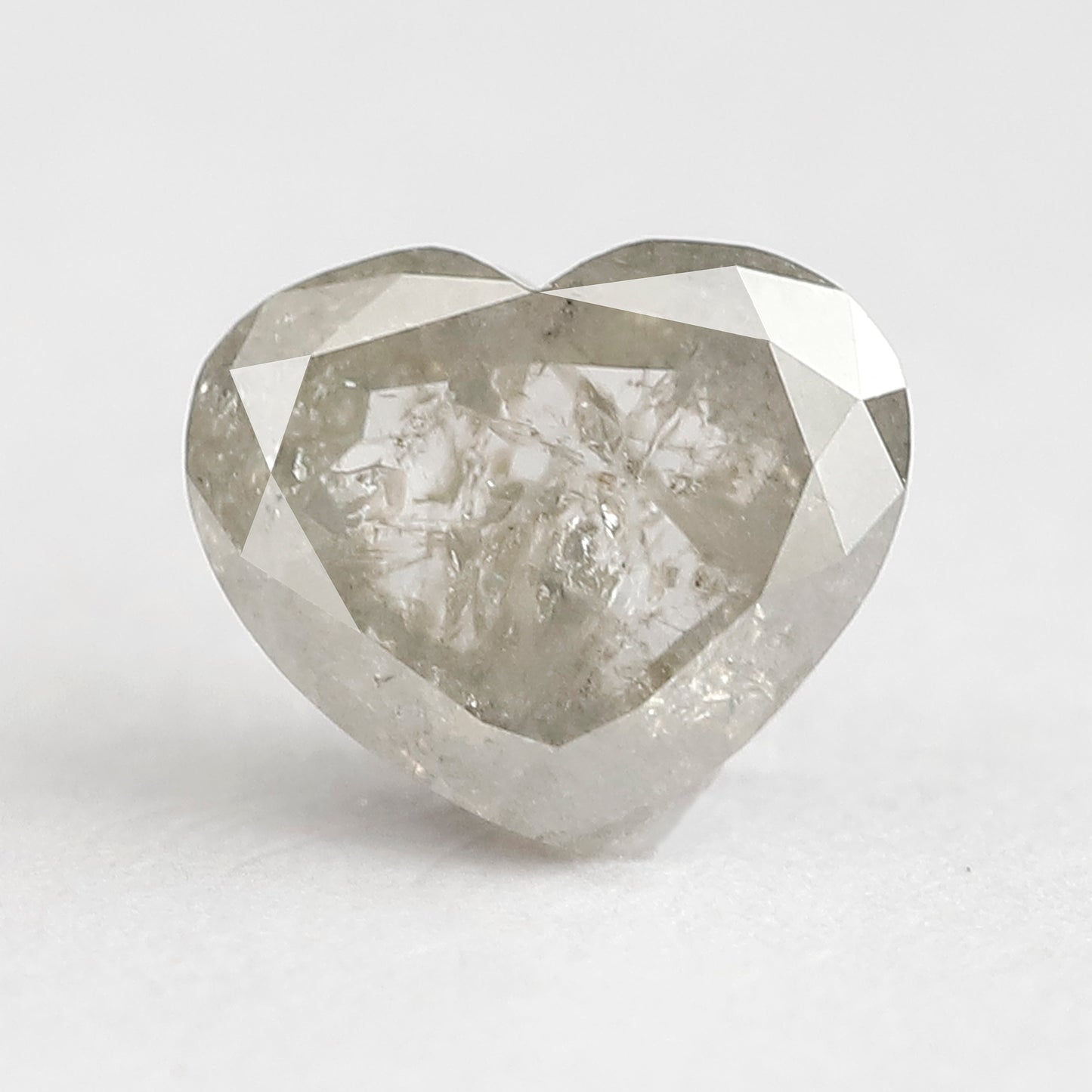 1.65 CT, 6.6 MM Natural Gray Black Heart Shape Salt and Pepper Loose Diamond