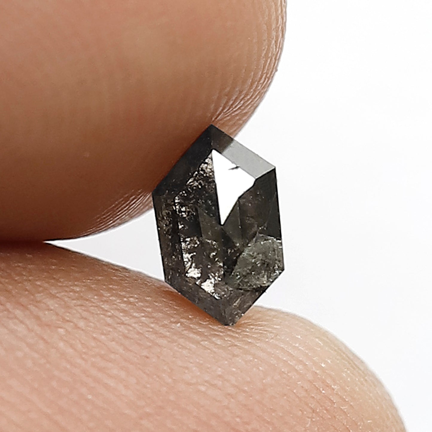 6.6 MM Natural Grey Black Color Diamond 0.69 CT Hexagon Shape Diamond Loose Natural Earth Mined Salt and Pepper Diamond Wedding Ring