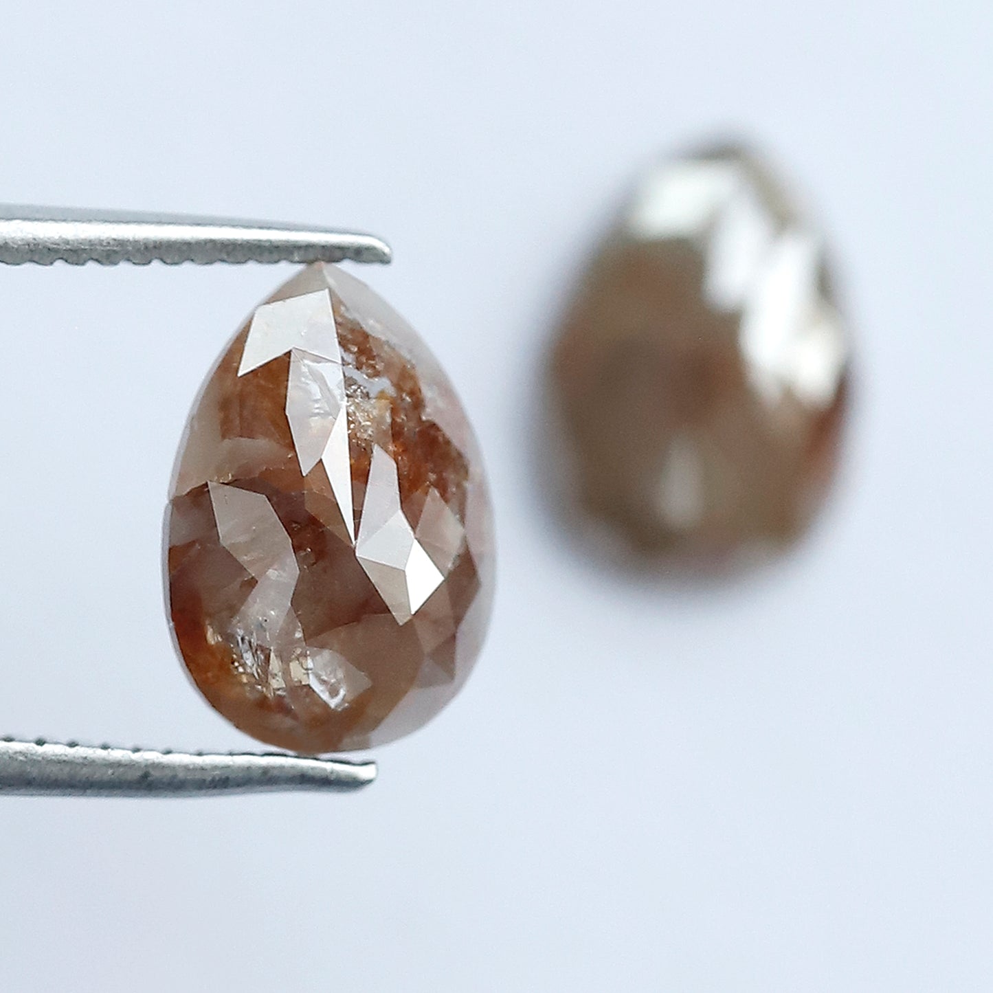 2.80 CT Pear Cut Rustic Diamond Pair for Earrings – Natural Reddish Gray Conflict Free Loose Diamonds