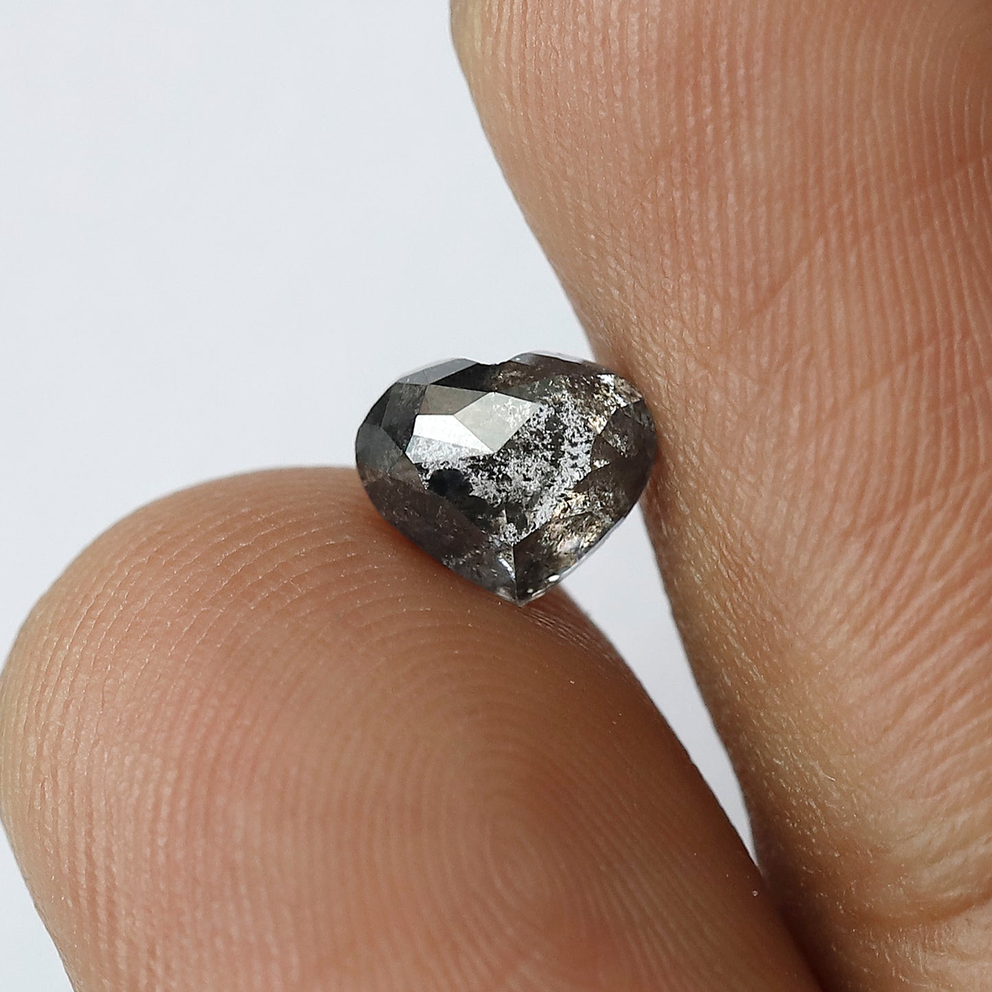 1.26 CT Heart Shape Gray Black Diamond, 5.6 MM Loose Natural Conflict Free Diamond For Wedding Ring