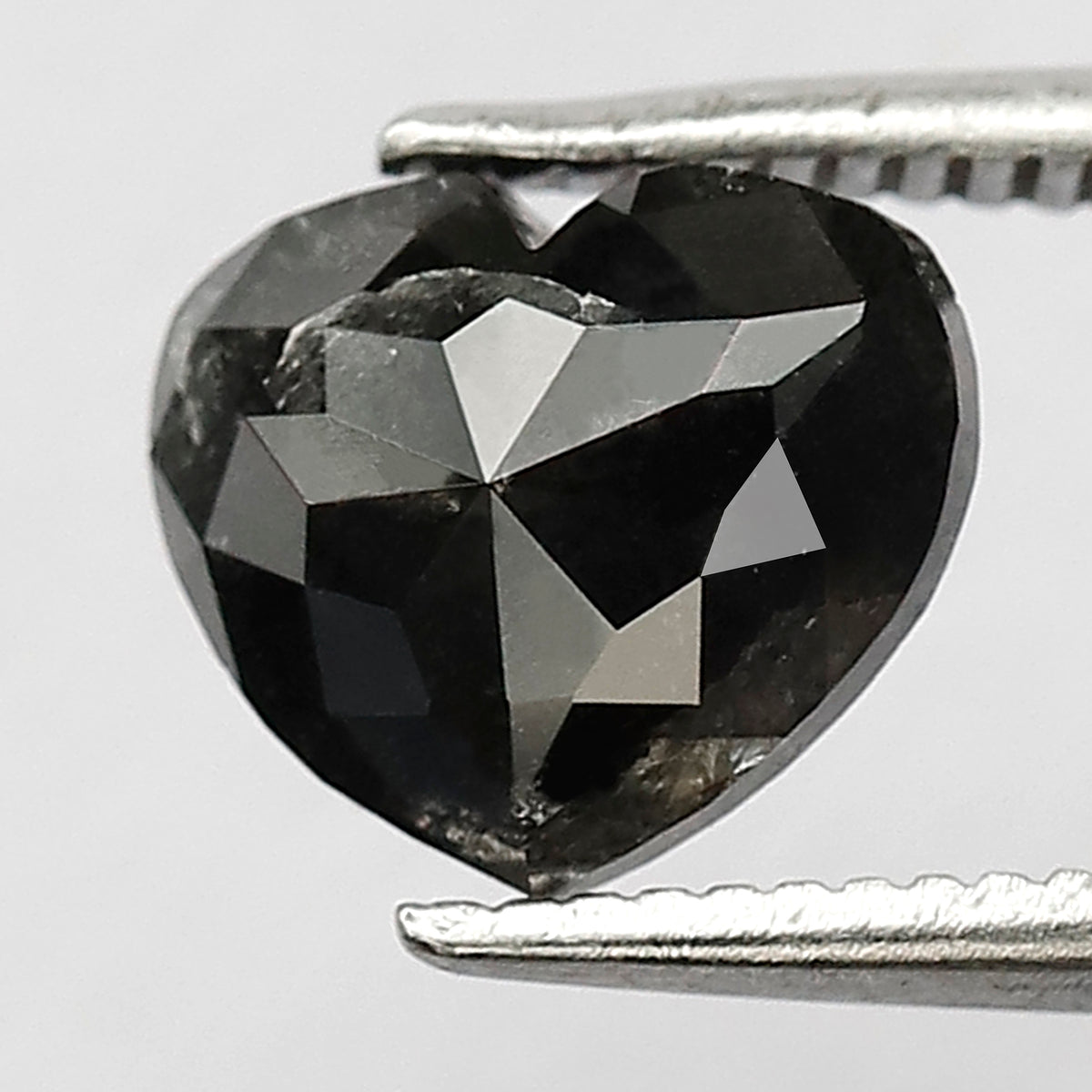 1.50 Ct Heart Shape Salt and pepper Diamond 6 MM Grey Black Color Natural loose Diamond