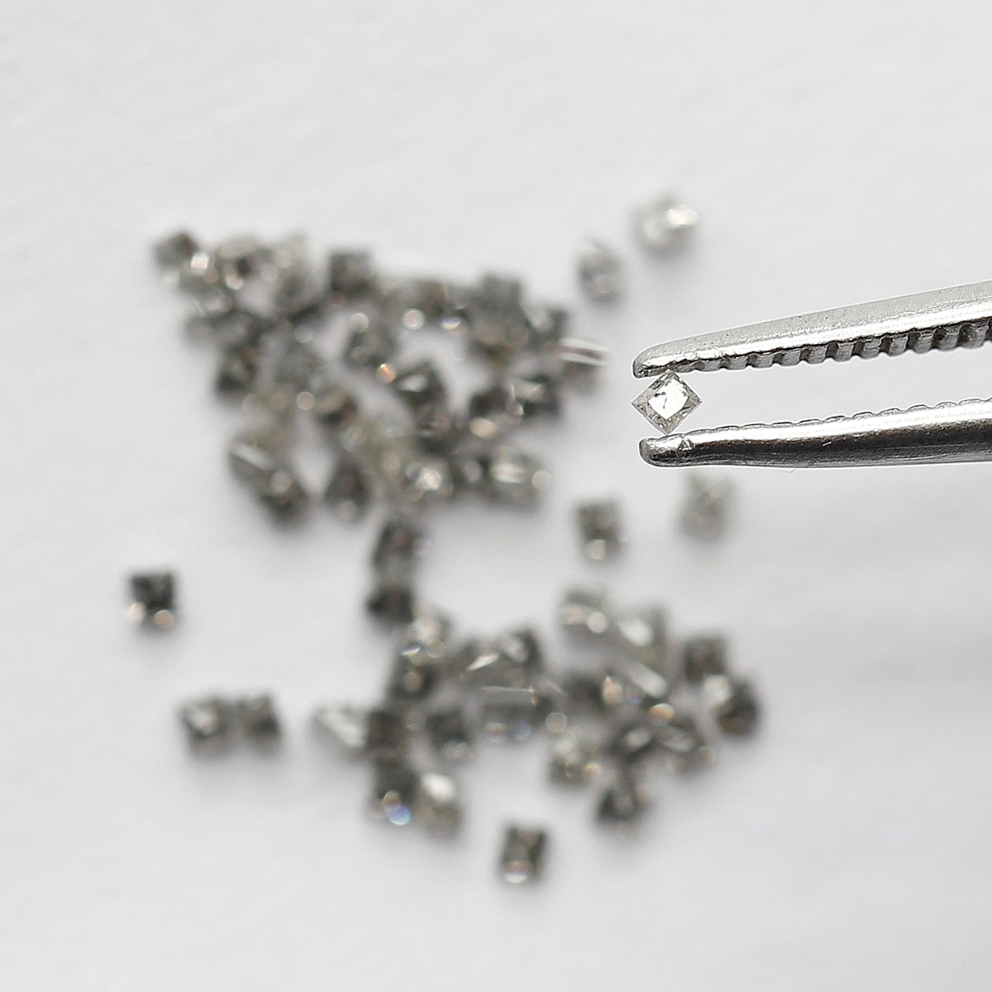 Natural 1.03 Carat Salt and Pepper Diamond Lot Princess Cut, Gray Black 61 Pcs Loose Earth Mined Jewelry Stones