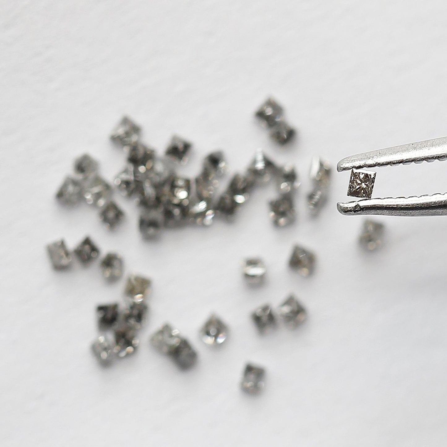 Princess Cut Salt and Pepper Diamond Lot 0.82 CT, Natural Gray Black 43 Pcs Loose Diamonds, Raw Earth Mined Stones for Jewelry