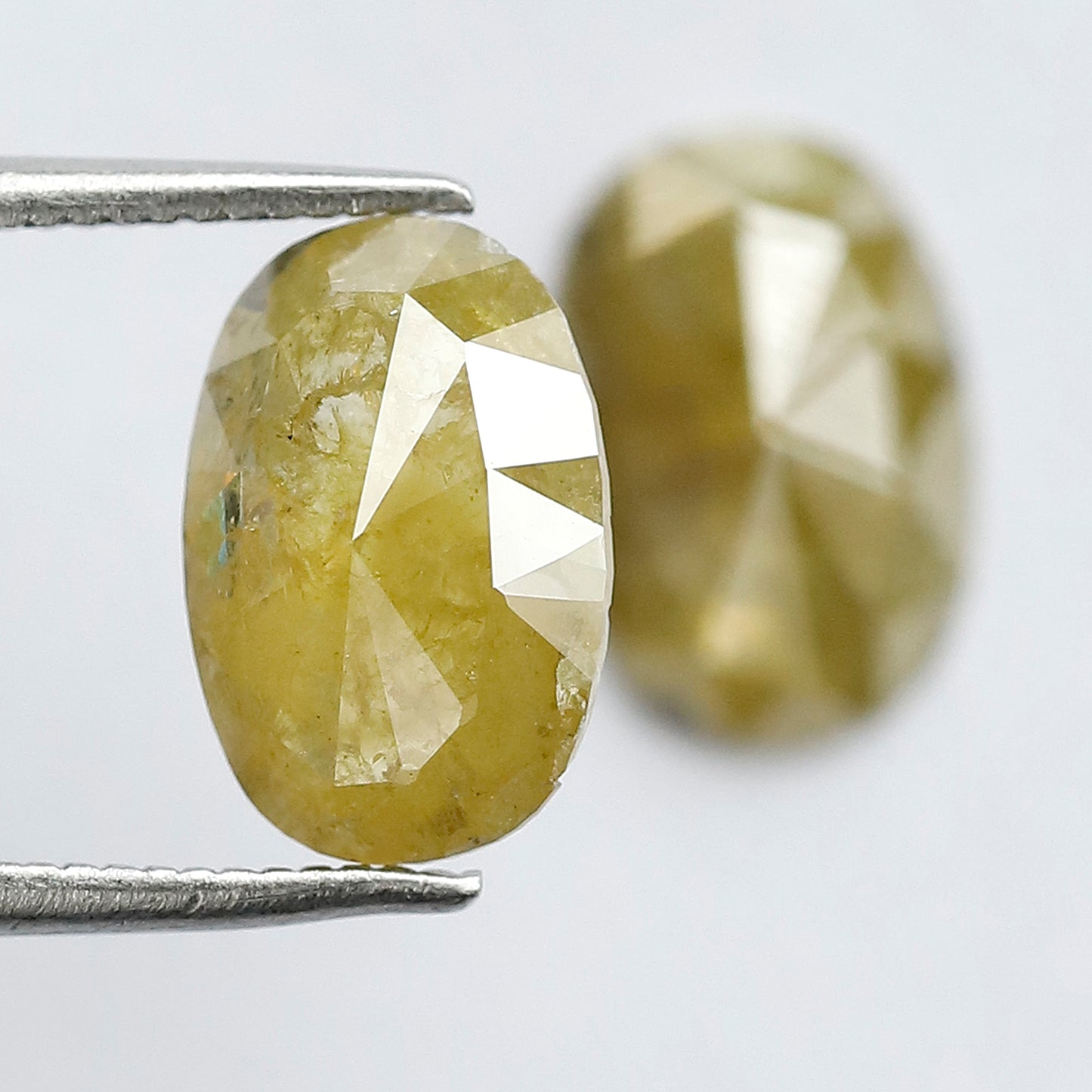 3.26 CT Oval Loose Diamond Pair, Natural Yellowish Earth Mined Rustic Diamonds For Jewelry