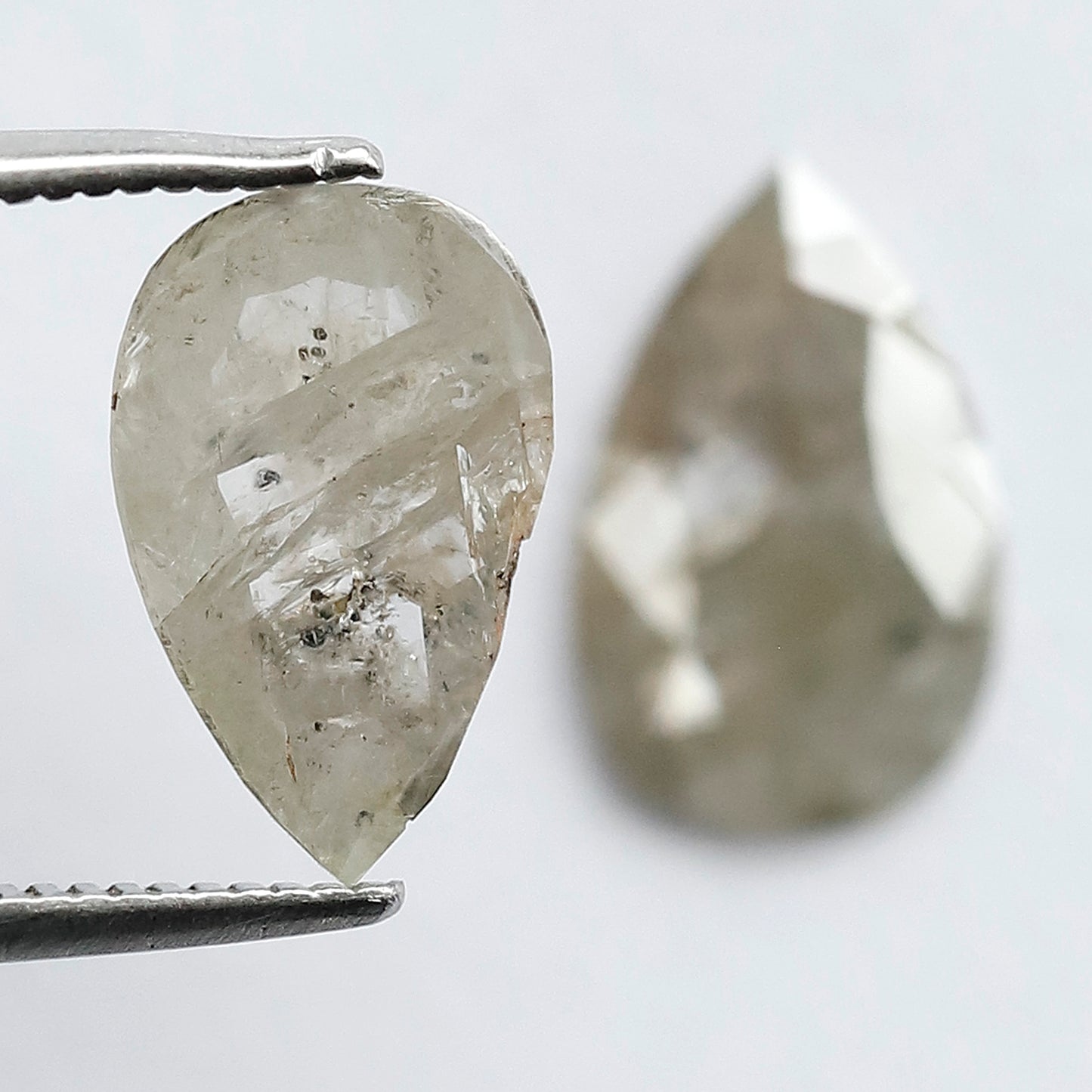 2.31 CT Pear Shape Rustic Diamond Pair, Natural Gray Salt and Pepper Diamonds, Earth Mined Loose Diamonds 11.00 mm
