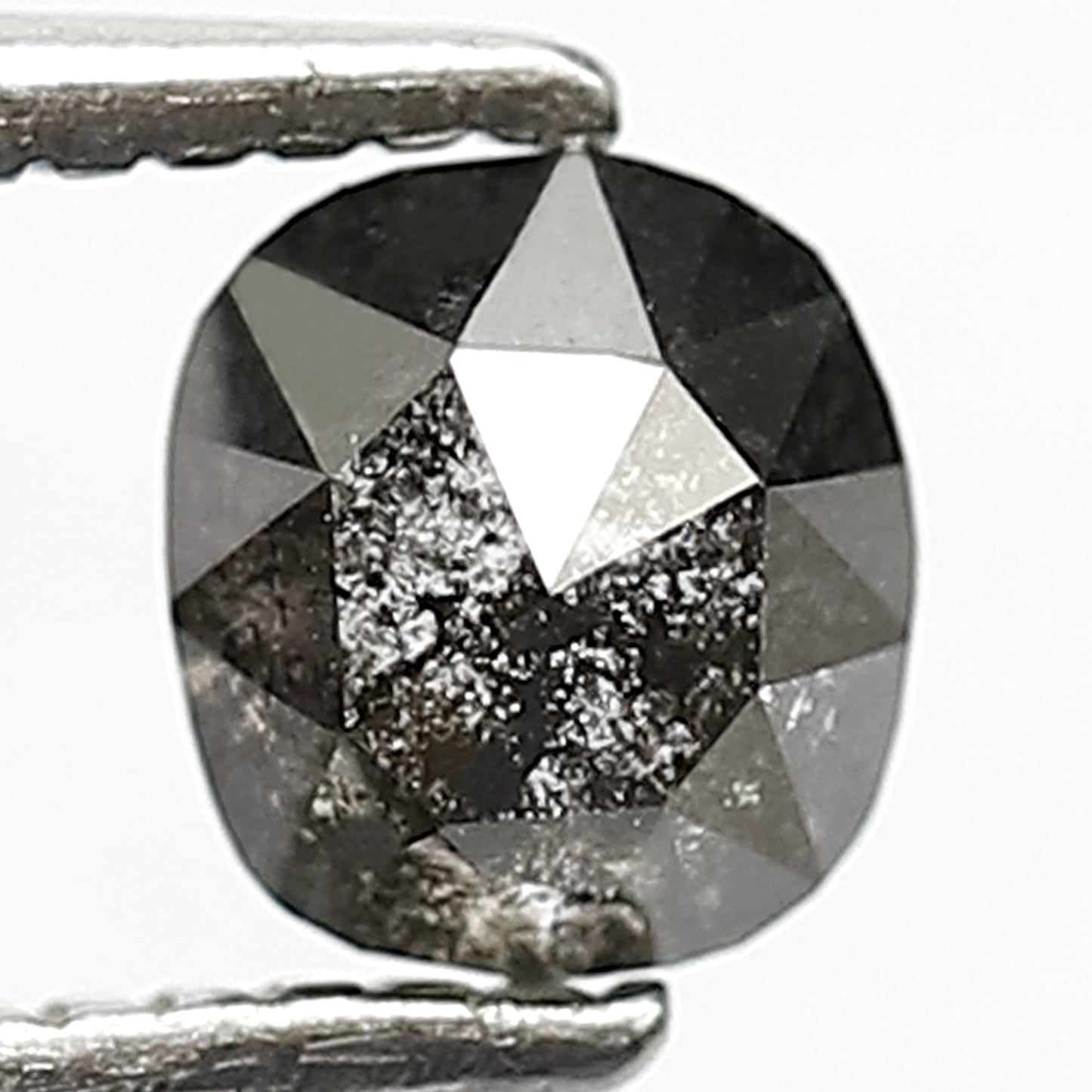 0.52 CT Cushion cut Natural Loose Diamond, 4.80 x 4.40 mm Gray Black Salt and Pepper Diamond