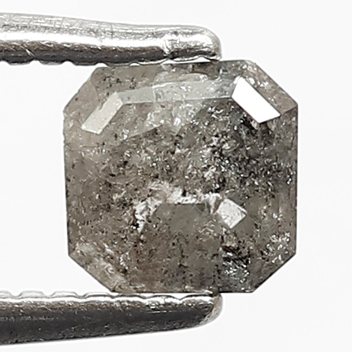 0.59 CT Square Emerald Cut Salt and Pepper Diamond, Natural Gray Black Loose Diamond, Conflict Free Engagement Stone