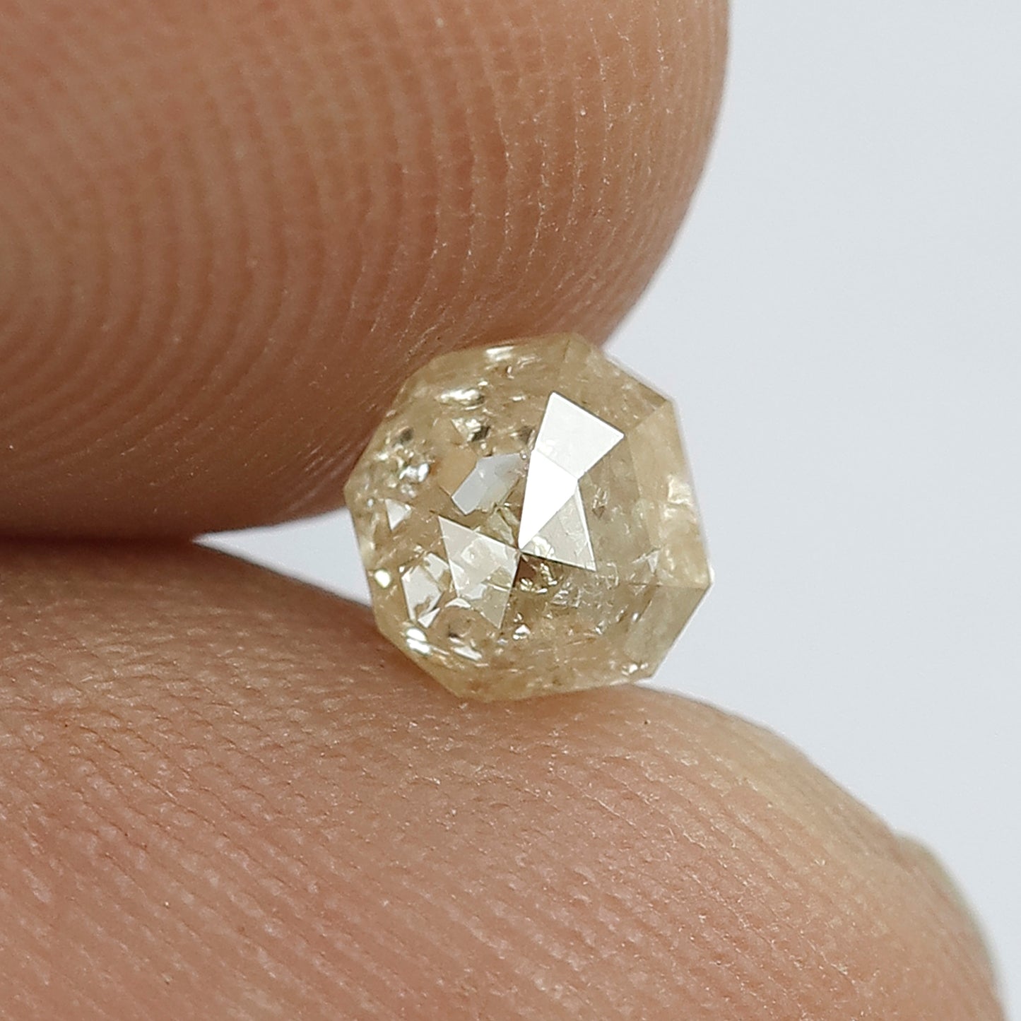 0.61 ct Asscher cut Loose Diamond, 4.60 MM Natural Yellowish Rustic Diamond