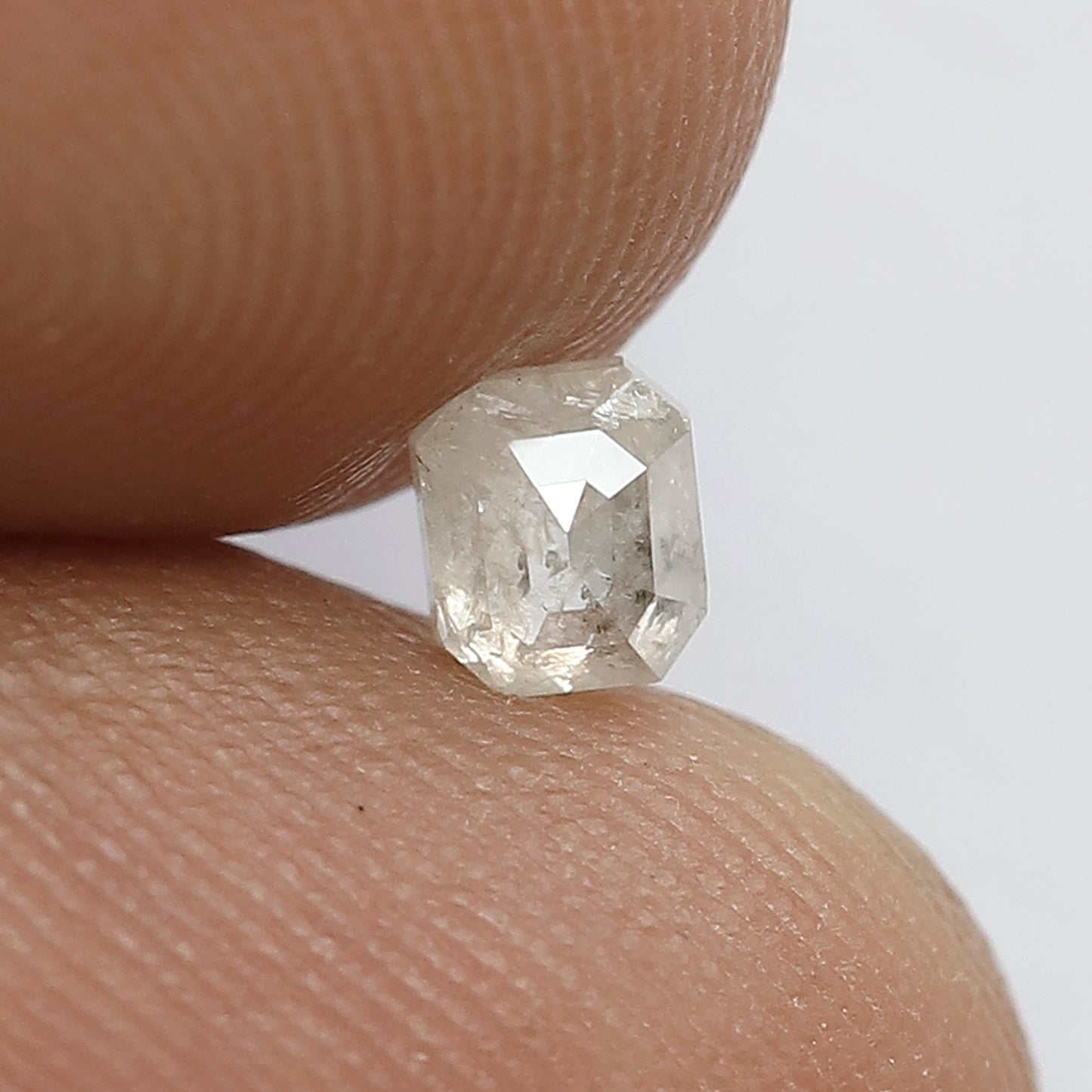 0.37 Ct Natural White Translucent Diamond | Emerald Shape Rustic Loose Diamond for Ring