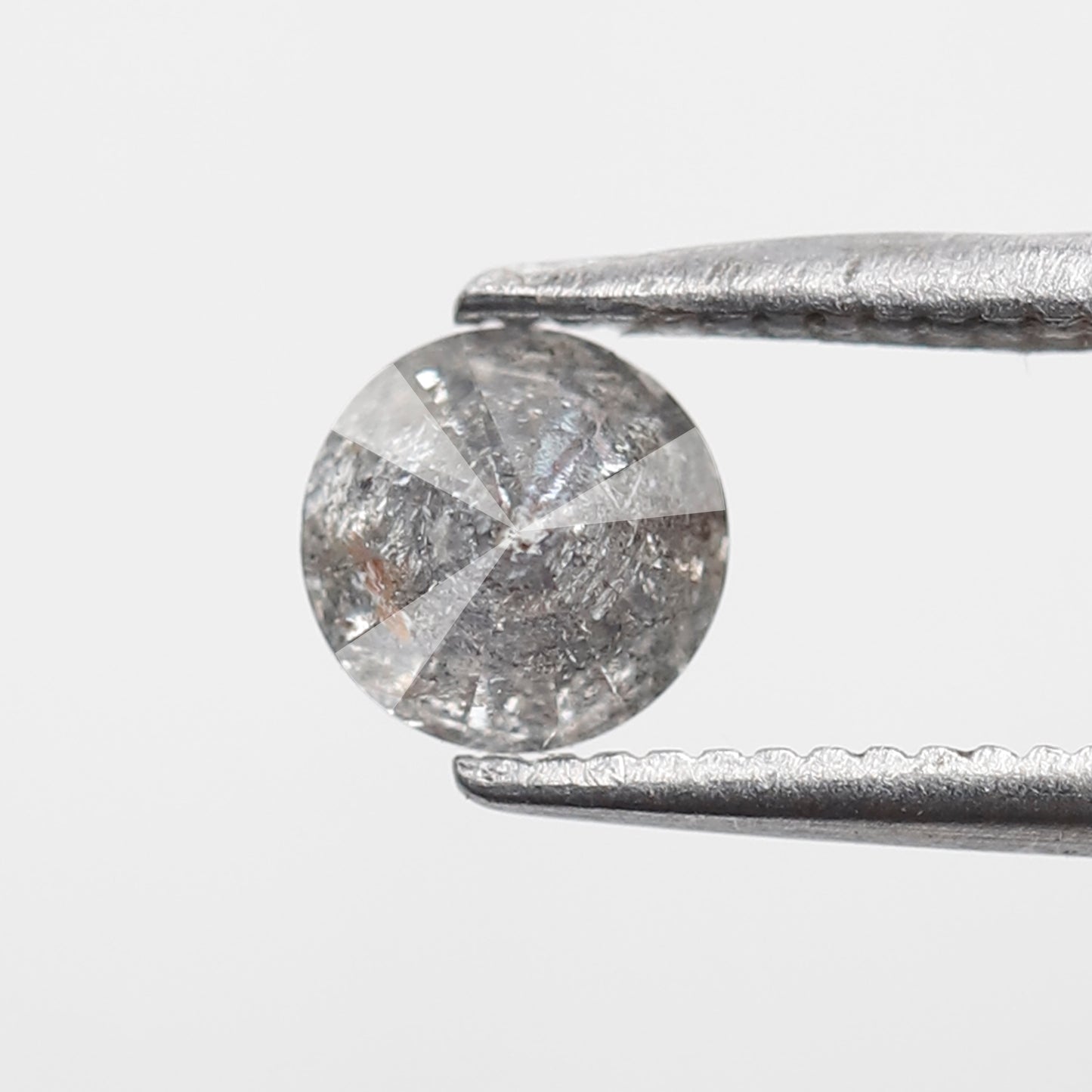 0.62 Ct Round Brilliant Salt and Pepper Diamond, Gray Black Natural Loose Diamond, 5.00 mm Conflict Free Anniversary Ring Stone