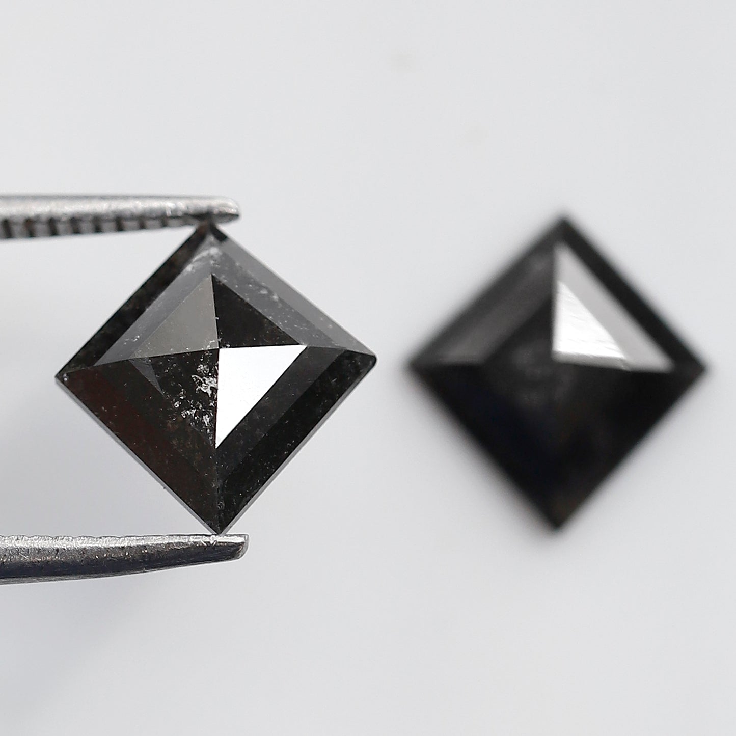 2.20 Ct Pair Of Kite Shape Salt and Pepper Diamond 9 MM Natural Loose Grey Black Color Diamond