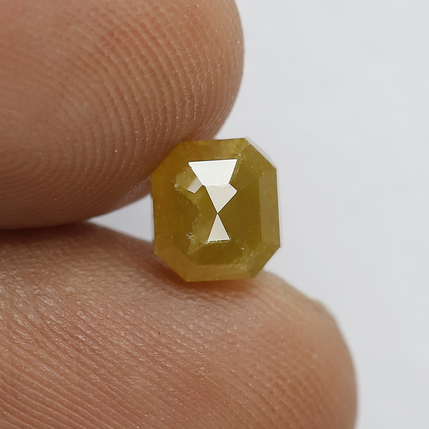 1.46 Ct Natural Yellowish Diamond | Emerald Cut 6.3 mm Rustic Loose Diamond for Jewelry