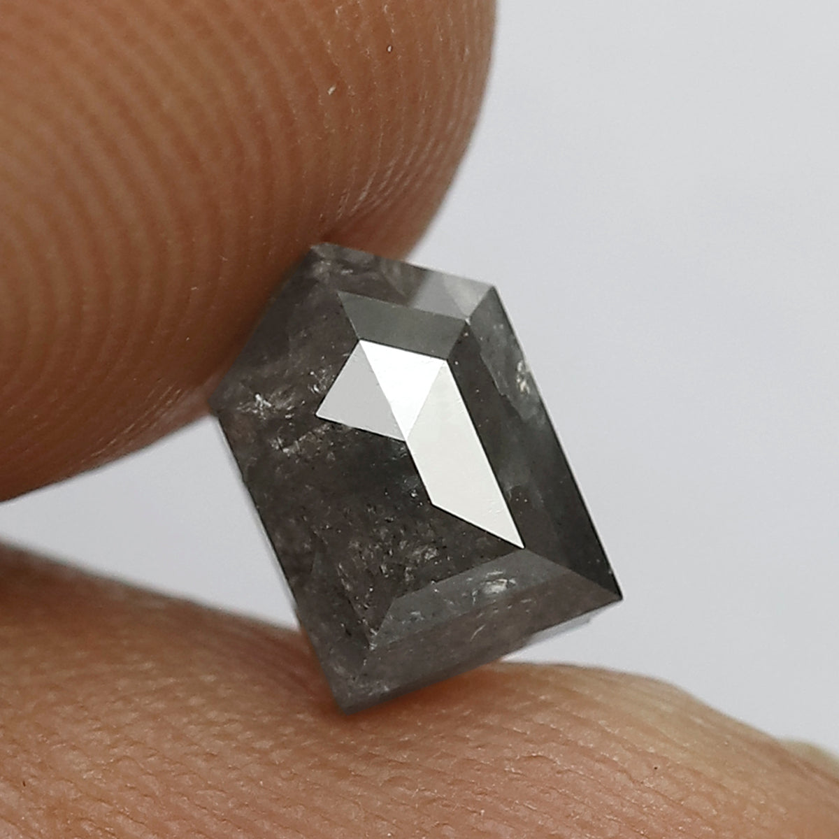 Natural Geometric cut 1.12 CT Salt and Pepper Loose Gray Black Diamond