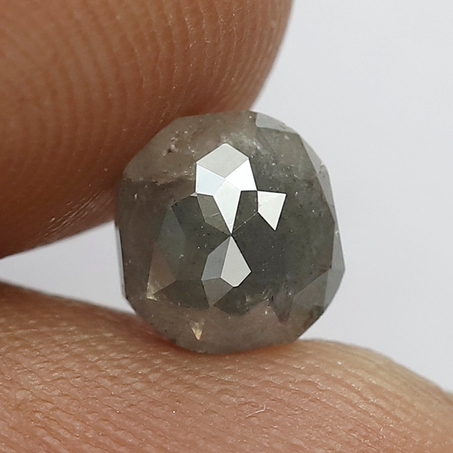 1.21 CT Cushion cut Loose Diamond, 6.3 MM Natural Gray Black Salt and Pepper Diamond