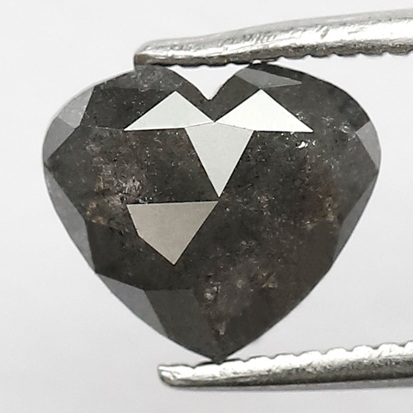 1.56 CT Heart Shape Salt and Pepper Diamond, Natural Gray Black Conflict Free Diamond For Proposal Ring