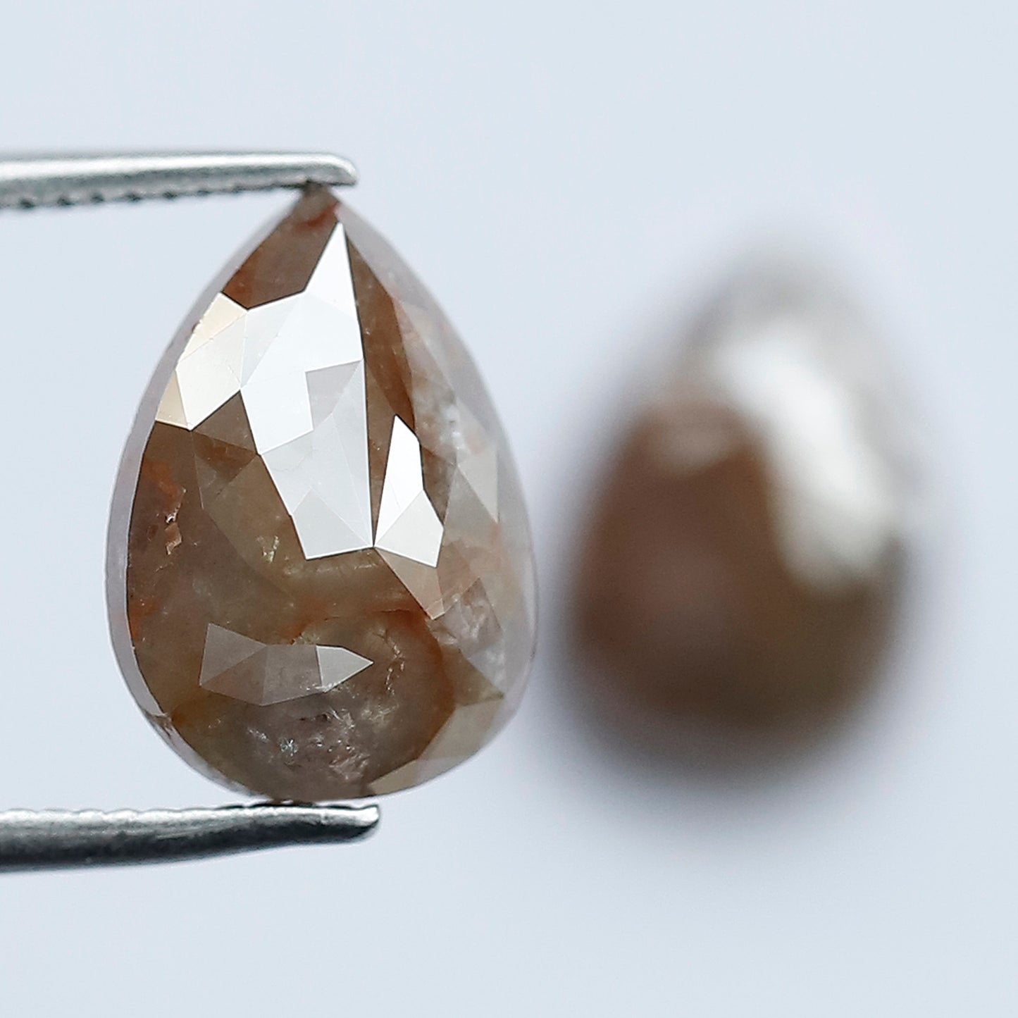 5.05 Ct Pear Shape Rustic Diamond Pair | Natural Reddish Gray Loose Diamonds | 11.20 mm Matching Earrings Stones