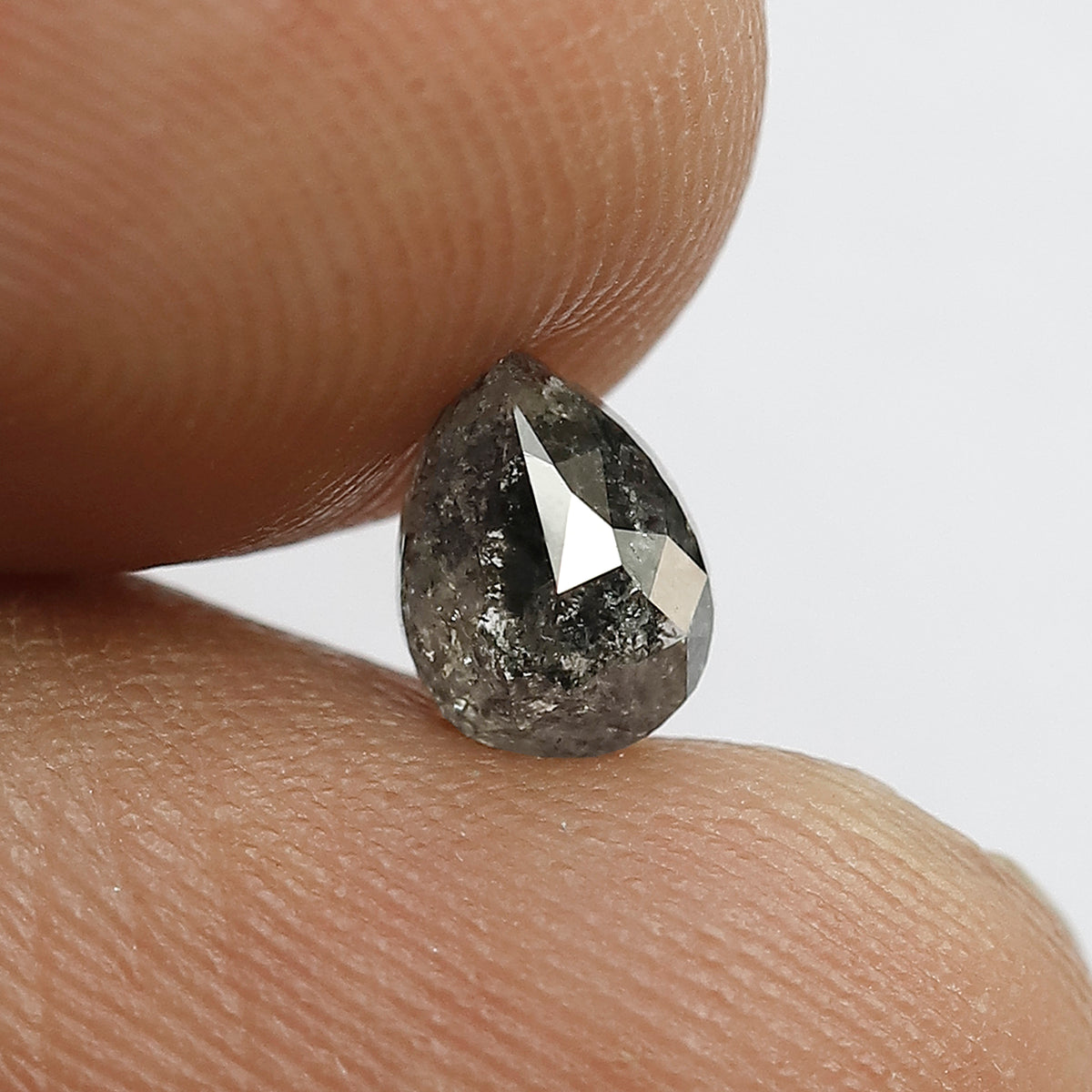 Pear Shape 0.75 CT Loose Diamond, 6.3 MM Natural Gray Black Earth Mined Diamond