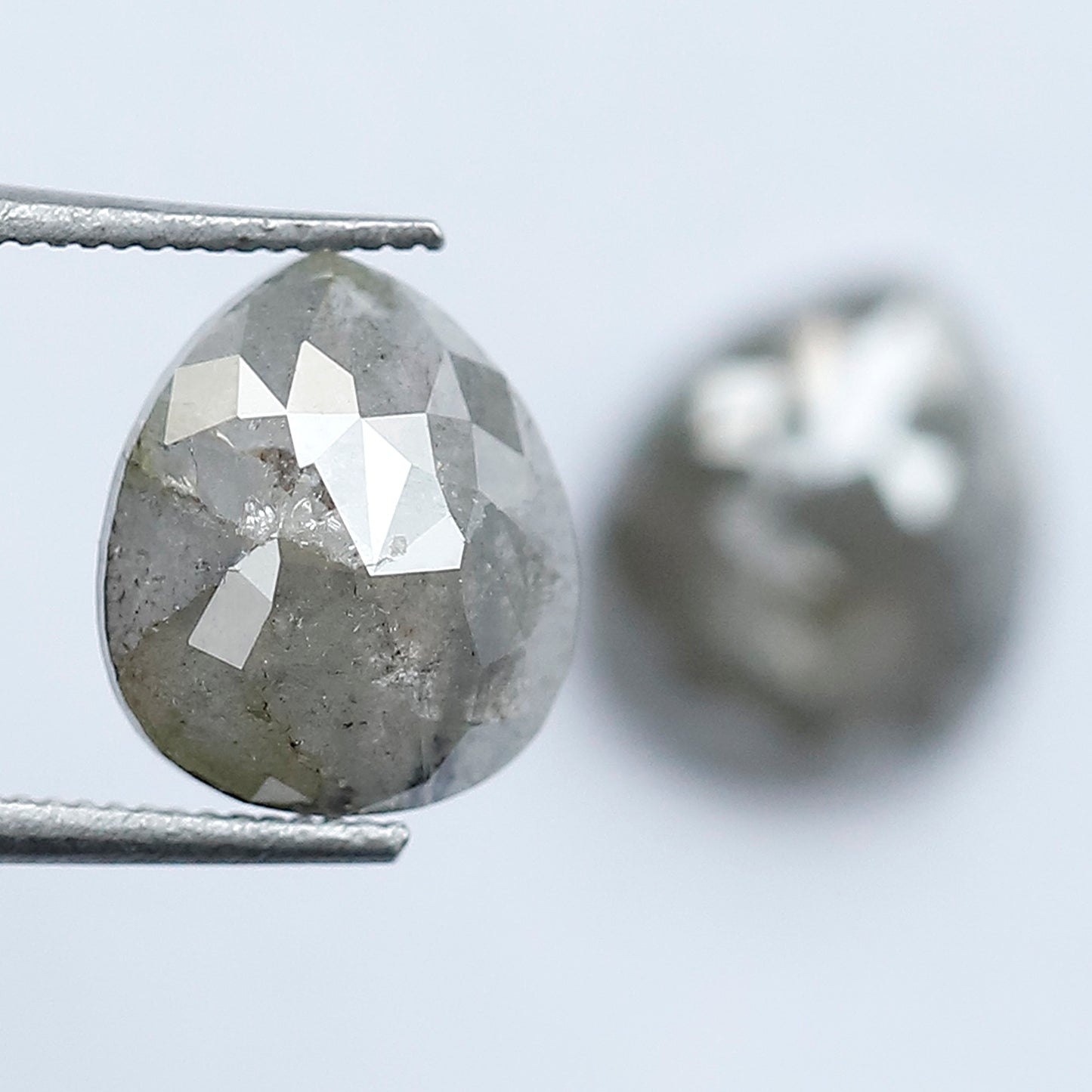 3.76 CT Pair of Pear Shape Loose Diamonds, Natural Grayish Salt and Pepper Rustic Diamonds For Jewelry