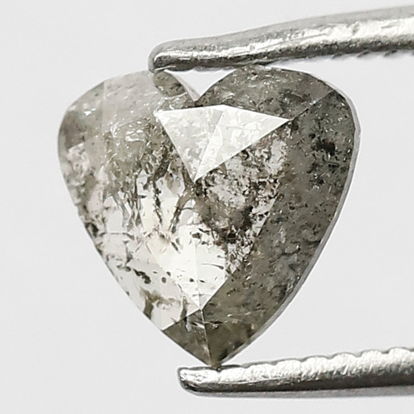 0.70 CT Heart Shape Loose Diamond, 6 mm Grey Black color Salt and Pepper Diamond For Proposal Ring