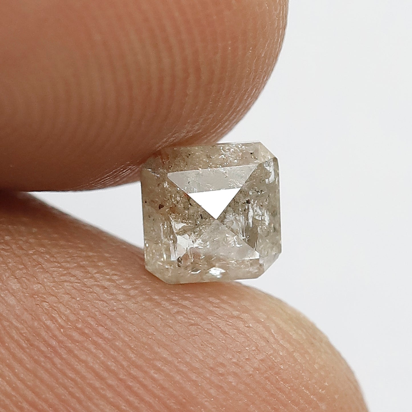 Natural Square Emerald 0.80 CT, 5 x 5 MM Translucent Gray Diamond For Wedding Band