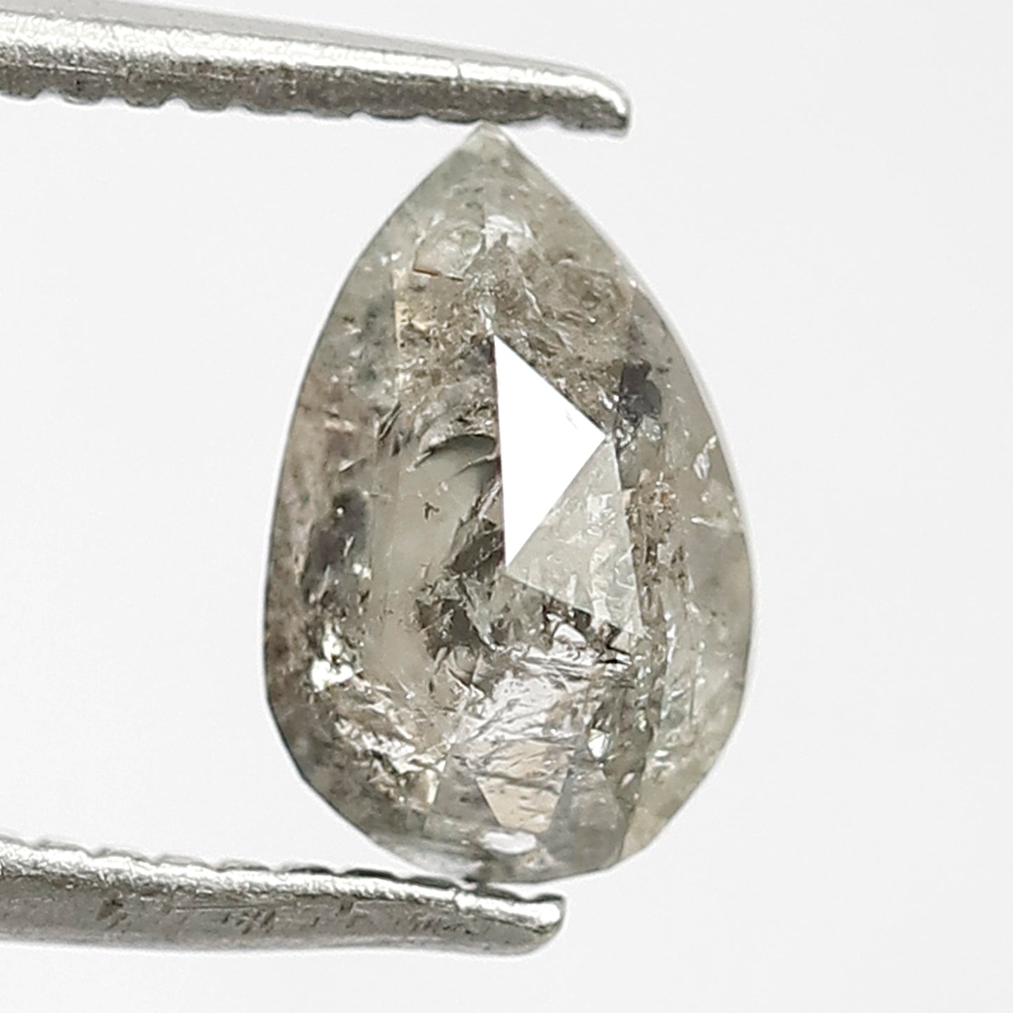 0.90 CT Translucent Pear Shape Loose Diamond, 7.90 MM Natural Gray Black Salt and Pepper Diamond For Pear Diamond Ring