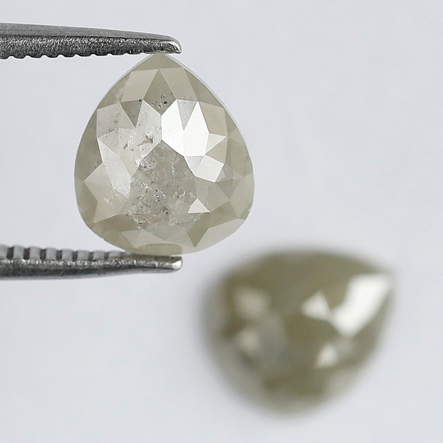 2.44 Ct Matching Pear Shape Rustic Diamonds | 8.20 x 7.00 mm Grayish Loose Diamond Pair for Earrings & Rings