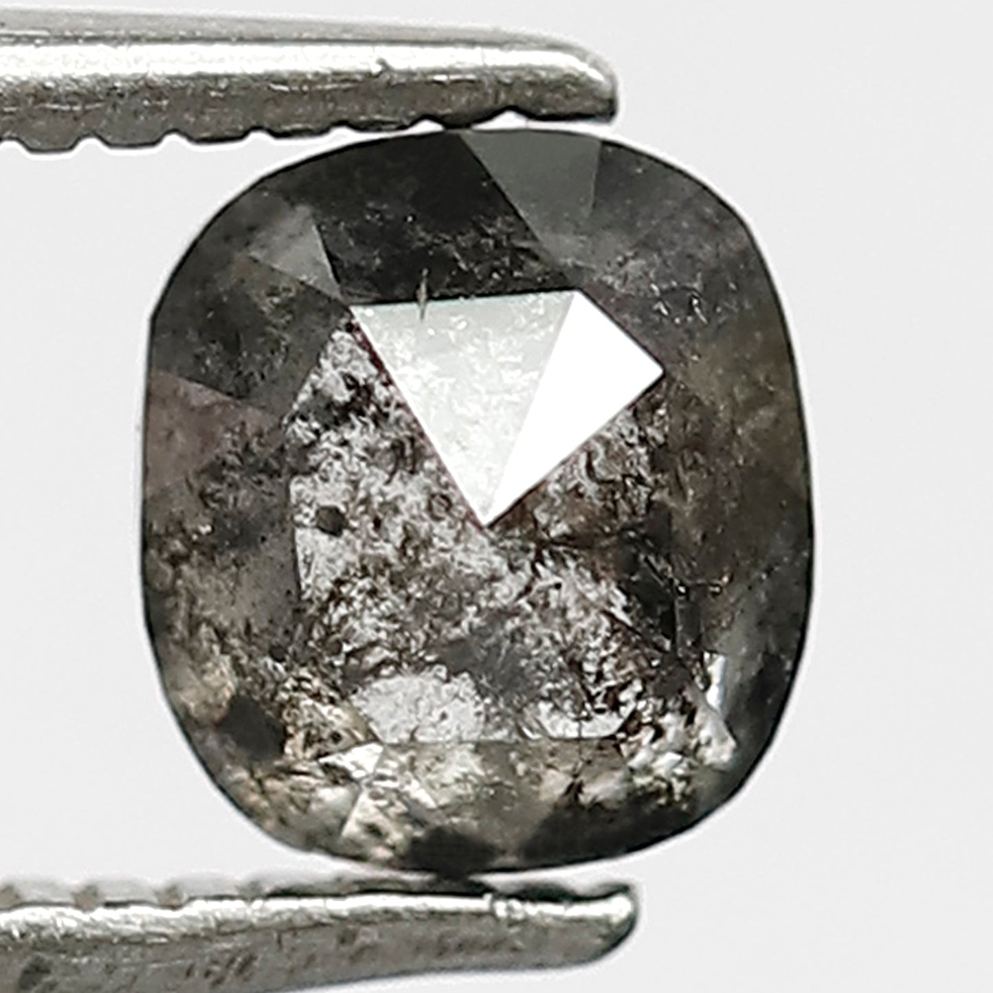 Translucent Cushion cut 0.90 CT Natural Diamond, 5.70 mm Salt and Pepper Earth Mined Loose Diamond For Bridal Ring