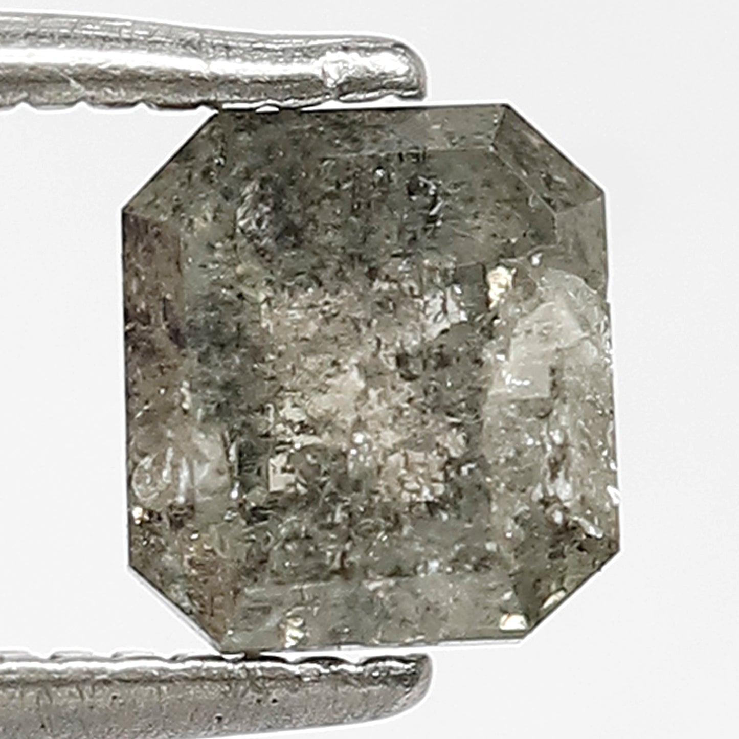 1.06 CT Emerald Cut Translucent Salt and Pepper Diamond, Natural 5.60 mm Ethical Loose Diamond for Custom Anniversary Ring Design