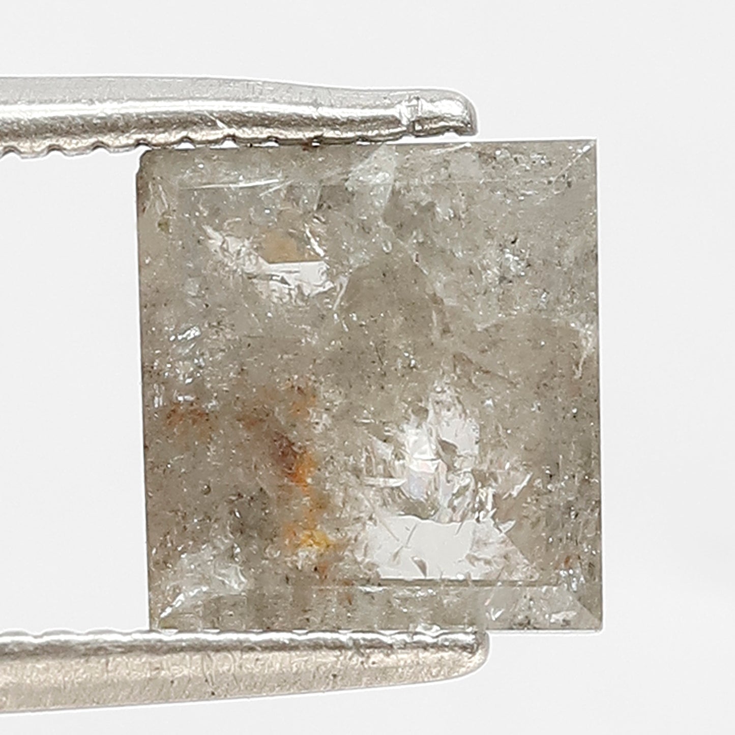 1.57 CT Square cut Loose Diamond, Natural 7.10 mm Salt and Pepper Ethical Diamond