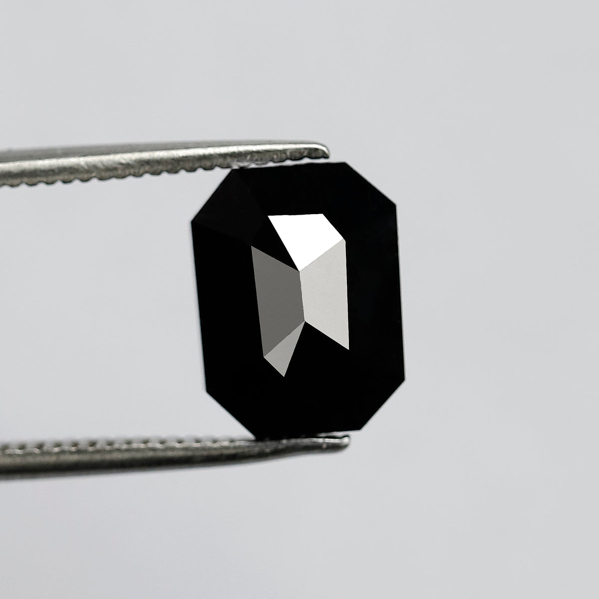 3.69 CT Emerald Shape Loose Black Diamond, Natural Treated Diamond, 9.80 x 7.50 MM Stone for Bridal Ring