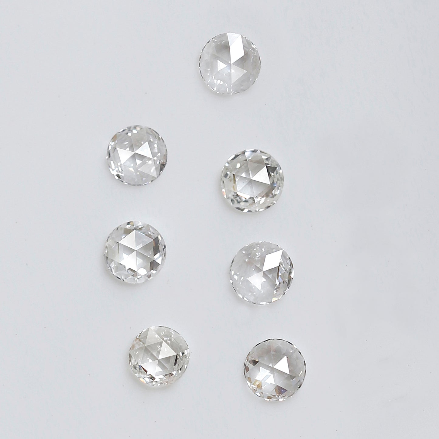 7 Pcs Round Rose Cut Melee Diamonds, 0.71 Ct Total GH Color VS- SI Natural Loose Diamond Set