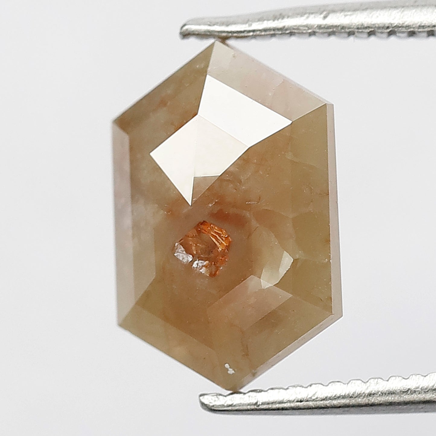 2 CT 11 MM Elongated Hexagon Gorgeous Reddish Yellow Color Flat Back Loose Salt and Pepper Diamond suitable for making Halo Pendant