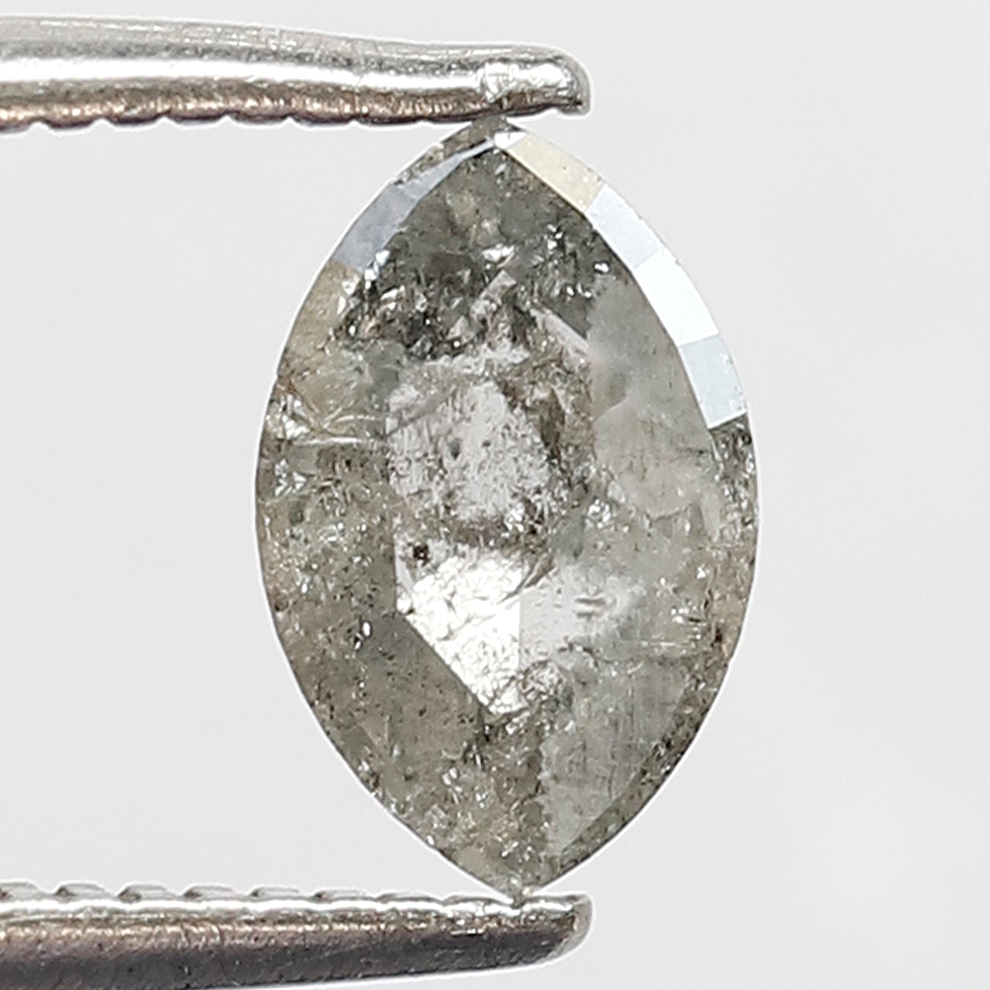 0.57 Ct Marquise Salt and Pepper Diamond, Gray Black Natural Loose Diamond, 7.70 x 5.00 mm Ethical Stone