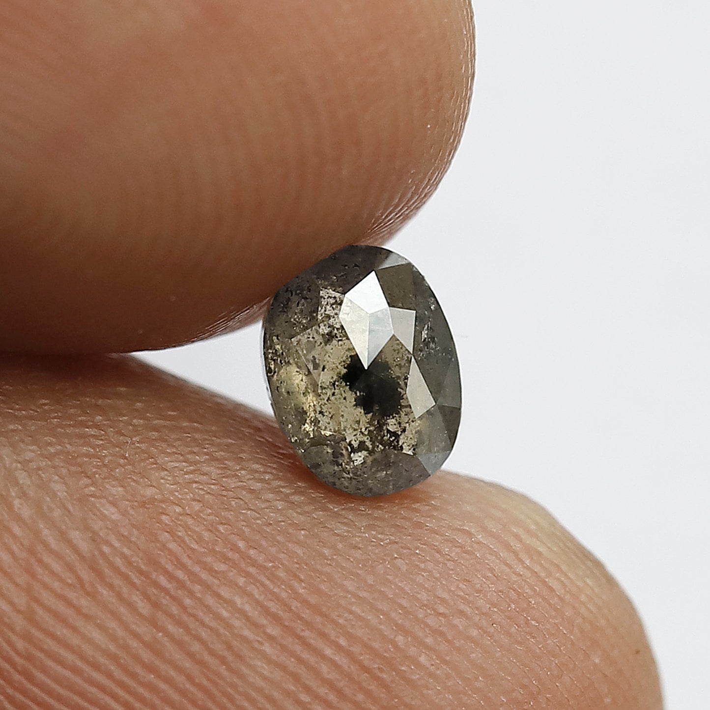 0.80 CT Fancy Brownish Half Cut Loose Salt and Pepper Oval Shape Ethically Sourced Diamond ideal for making Halo Engagement Ring
