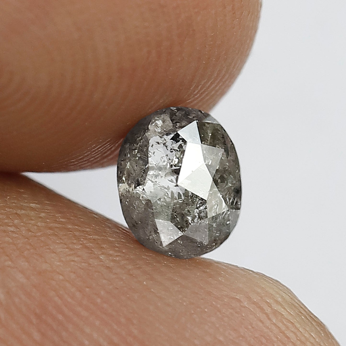 0.79 CT Loose Oval Shape Salt and Pepper Natural Grey Black Diamond Perfect for making Solitaire Ring