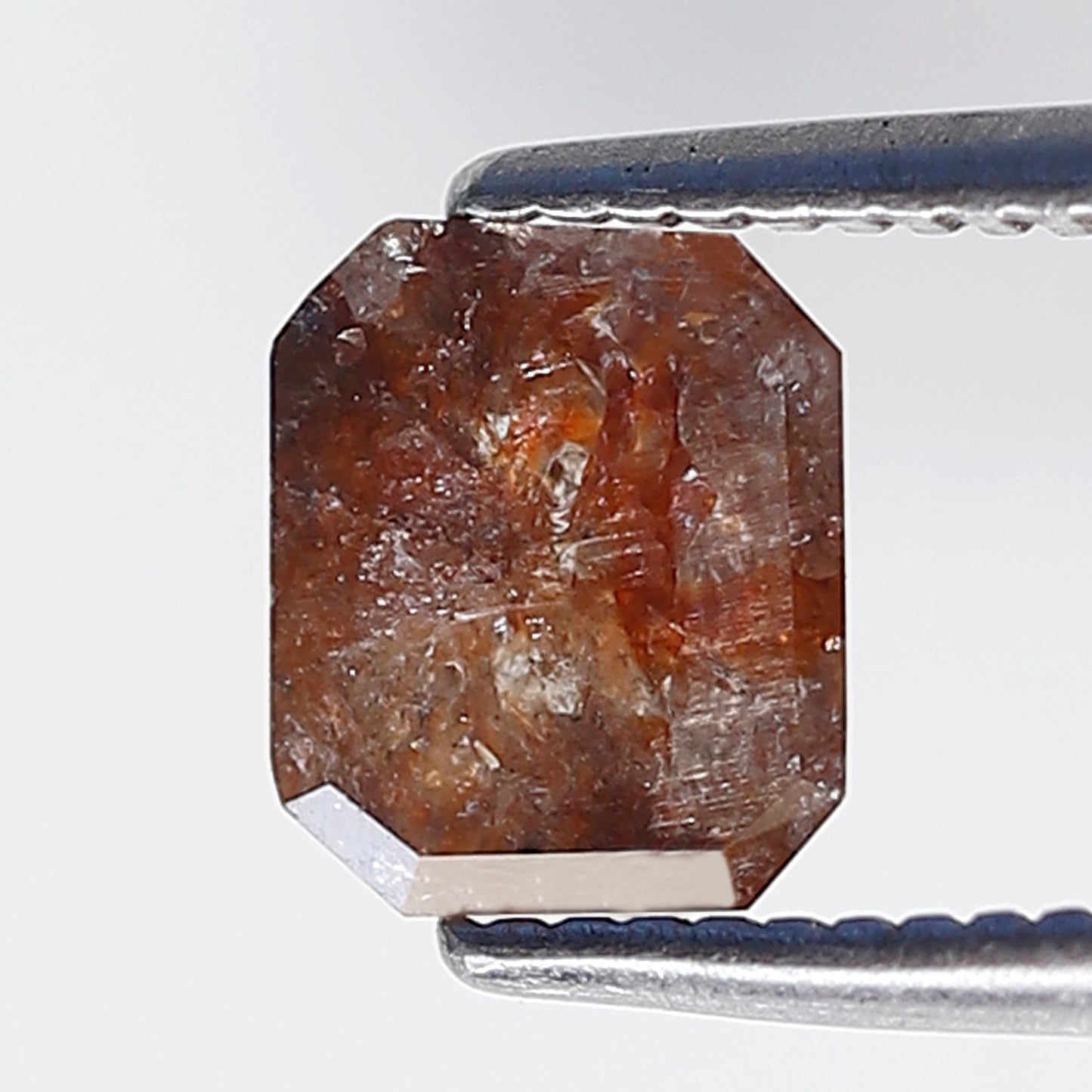 0.86 Ct 6 MM Emerald Shape Natural Loose Diamond Rustic Red Color Salt and Pepper Diamond