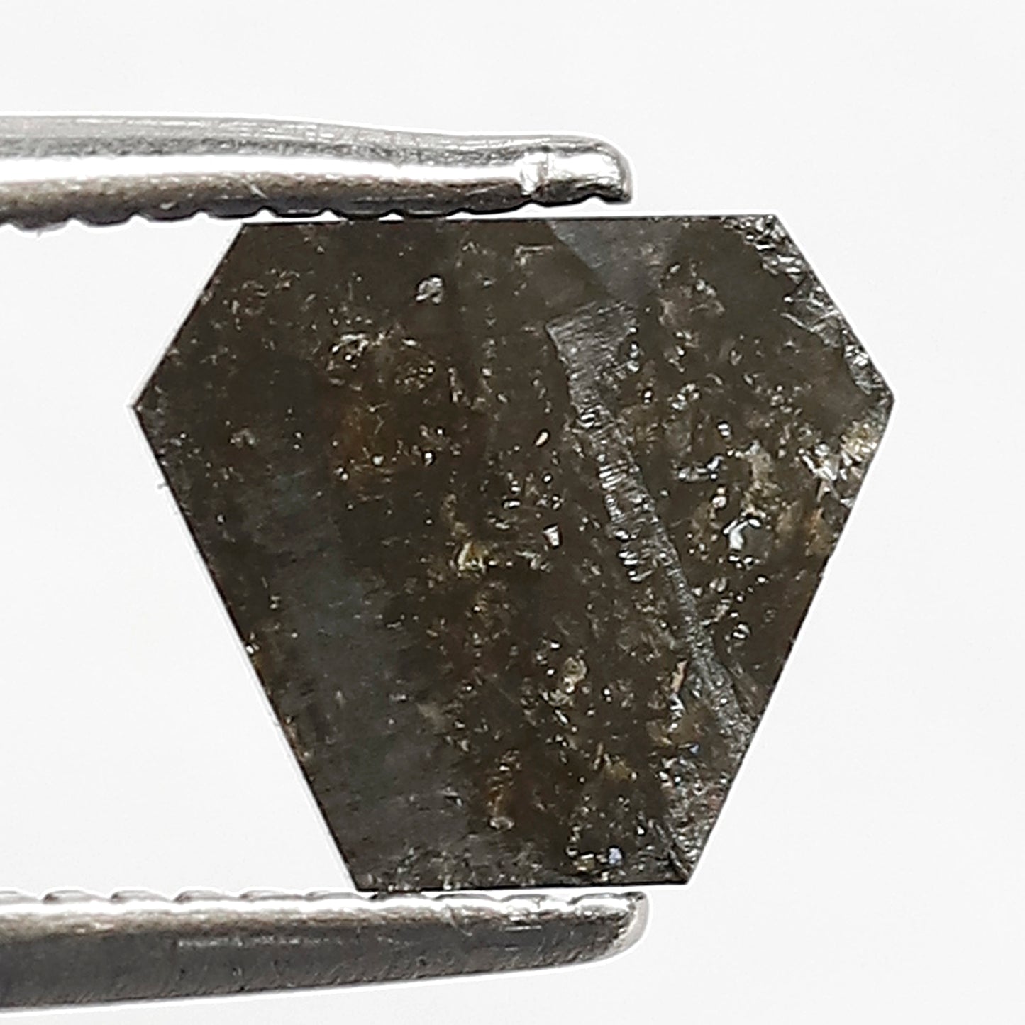 1.14 CT Geometric cut Salt and Pepper Diamond, 6.50 mm Natural Gray Black Loose Earth Mined Diamond