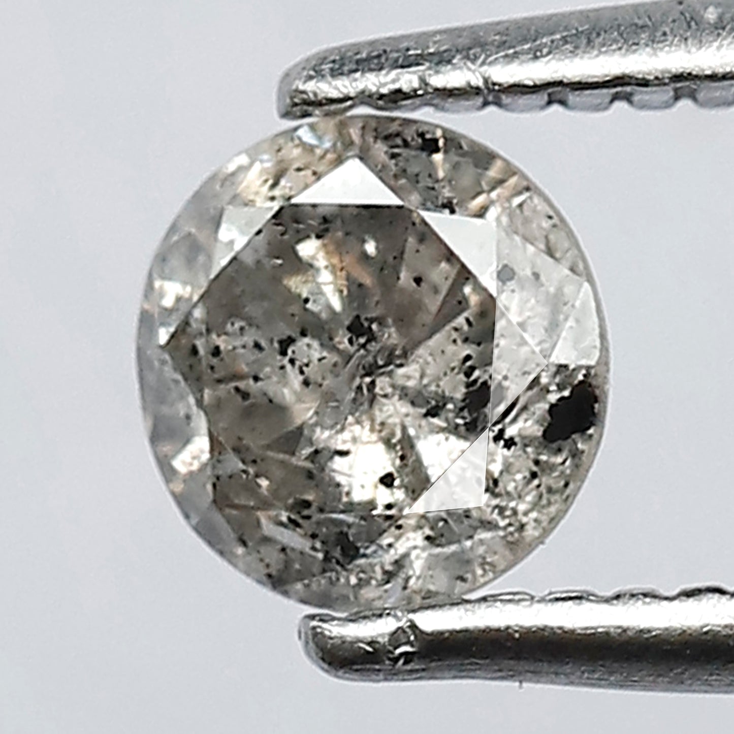 0.46 CT Grayish Black 4.90 mm Round Brilliant Cut Natural Salt and Pepper Diamond Ideal For Making Pron Setting Halo Ring