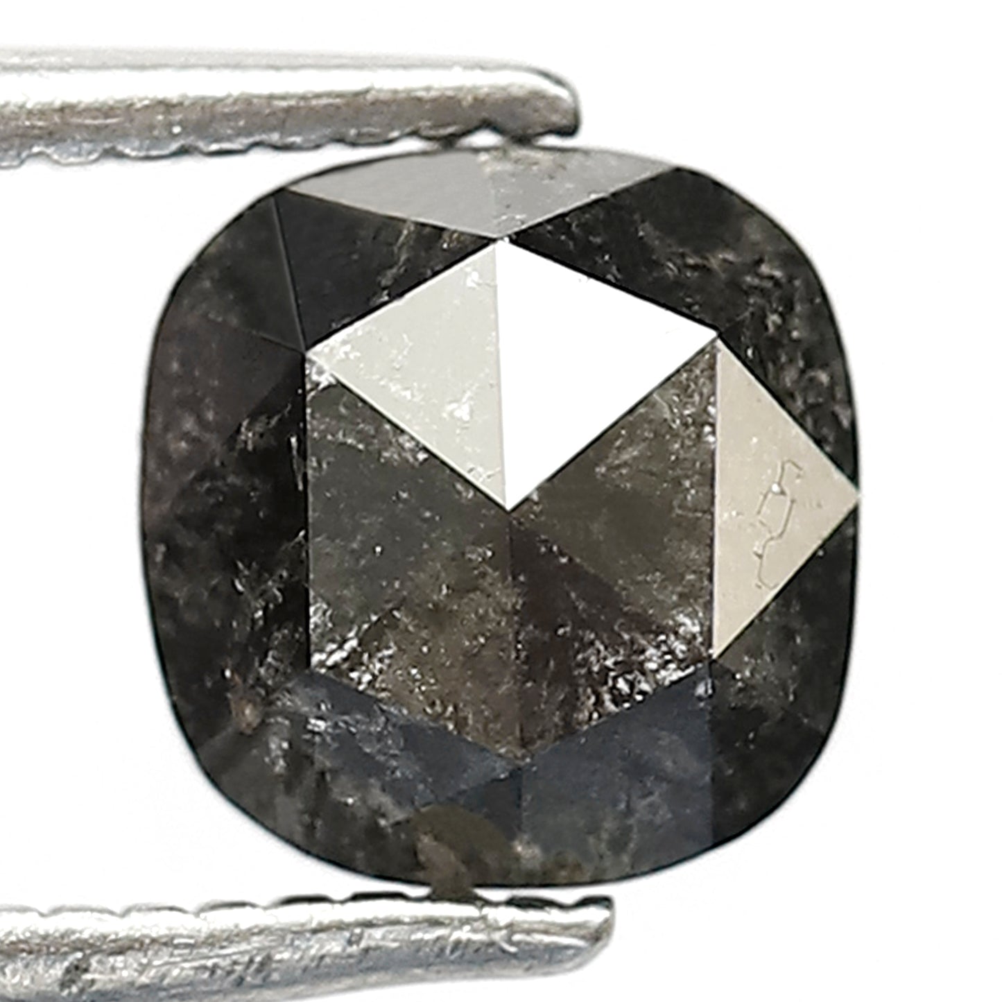 1.23 CT Cushion cut Salt and Pepper Loose Diamond, Natural Gray Black Ethical Diamond For Bridal Ring and Jewelry