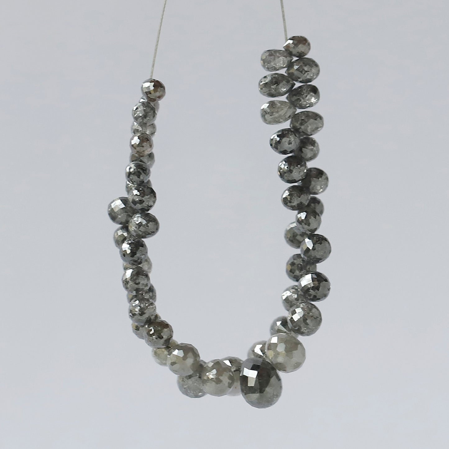 18.22 CT Natural Grey Black Fully Polished 48 Pieces Salt and Pepper Diamond Beads Ideal For Making Unique Bridal Jewelry