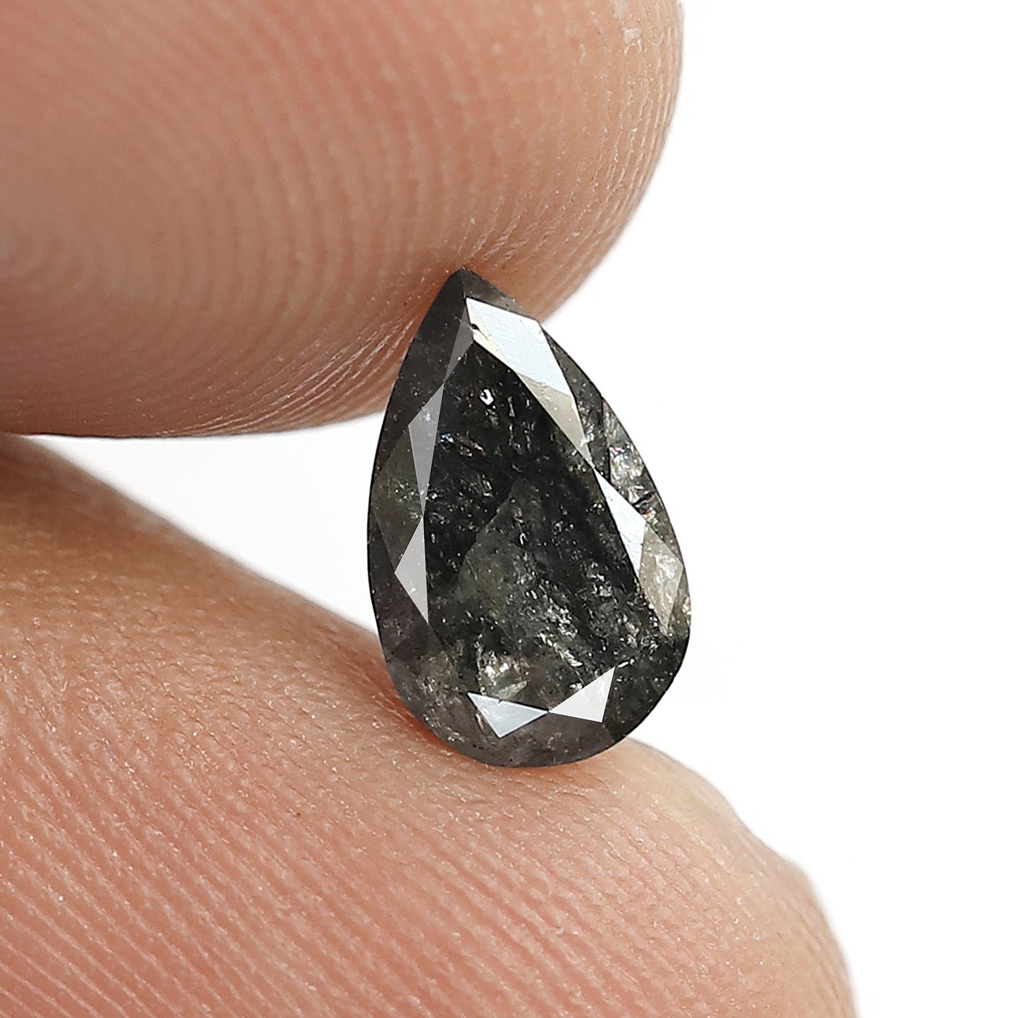 1.09 CT Pear Shape Gray Black Loose Diamond, 9.00 x 5.50 mm Natural Salt and Pepper Diamond for Engagement Jewelry