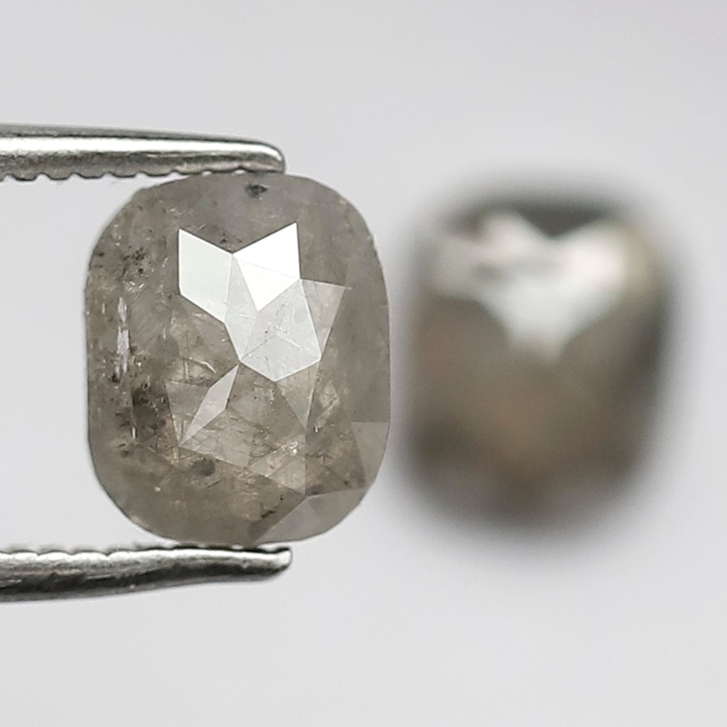 2.17 CT Pair of Square Shape Fancy Natural Loose Diamond 7 mm Grey Black color Stunning Twin Pair Salt and Pepper Ideal for Stud Earring