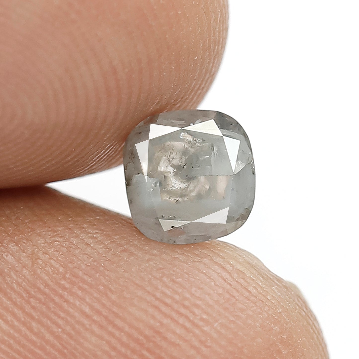 Natural Cushion Cut Gray Black Diamond 0.96 Ct | Salt and Pepper Loose Diamond | Ethical Earth Mined Stone for Custom Jewelry